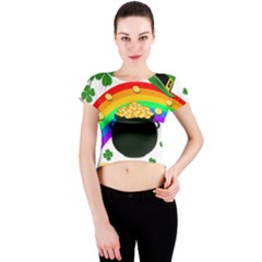 Good Luck Crew Neck Crop Top by Valentinaart