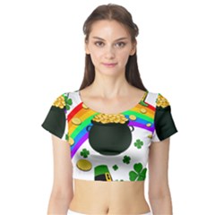 Good Luck Short Sleeve Crop Top (tight Fit) by Valentinaart