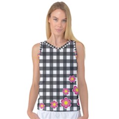 Floral Plaid Pattern Women s Basketball Tank Top by Valentinaart