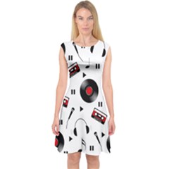 Music Pattern Capsleeve Midi Dress by Valentinaart