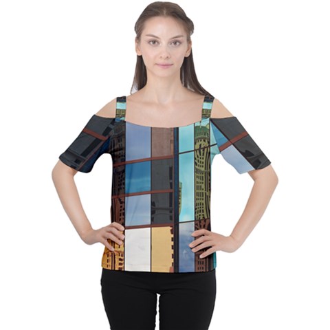 Glass Facade Colorful Architecture Women s Cutout Shoulder Tee by Nexatart