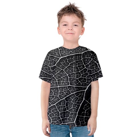 Leaf Pattern  B&w Kids  Cotton Tee by Nexatart