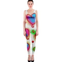 Love Hearts Shapes Doodle Art Onepiece Catsuit by Nexatart