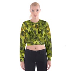 Olive Seamless Camouflage Pattern Women s Cropped Sweatshirt by Nexatart