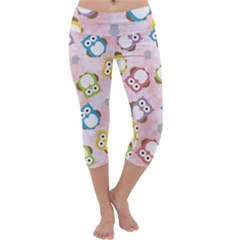 Owl Bird Cute Pattern Capri Yoga Leggings by Nexatart