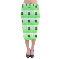 Shamrock Pattern Velvet Midi Pencil Skirt by Nexatart