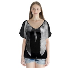 Silhouette Of Lovers Flutter Sleeve Top by Nexatart