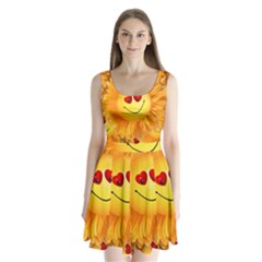 Smiley Joy Heart Love Smile Split Back Mini Dress  by Nexatart