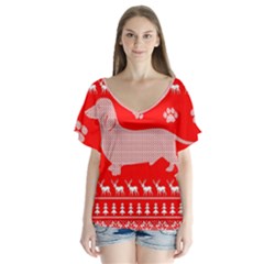 Ugly X Mas Design Flutter Sleeve Top by Nexatart