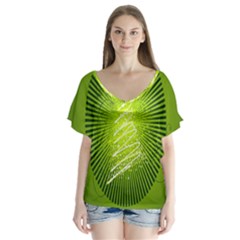 Vector Chirstmas Tree Design Flutter Sleeve Top by Nexatart