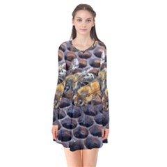 Worker Bees On Honeycomb Flare Dress by Nexatart