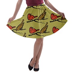 Bird Birds Animal Nature Wild Wildlife A-line Skater Skirt by Amaryn4rt