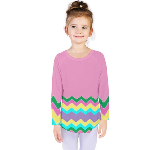 Easter Chevron Pattern Stripes Kids  Long Sleeve Tee by Amaryn4rt