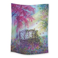 Bench In Spring Forest Medium Tapestry by Amaryn4rt