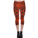 3d Metal Pattern On Wood Capri Leggings  View1