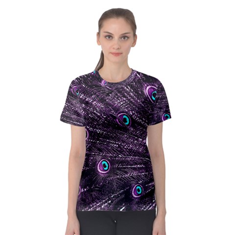 Bird Color Purple Passion Peacock Beautiful Women s Sport Mesh Tee by Amaryn4rt