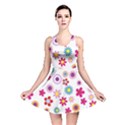 Colorful Floral Flowers Pattern Reversible Skater Dress View1