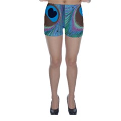 Peacock Feather Lines Background Skinny Shorts by Simbadda