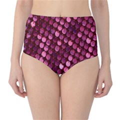 Red Circular Pattern Background High-waist Bikini Bottoms by Simbadda