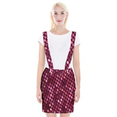 Red Circular Pattern Background Suspender Skirt by Simbadda