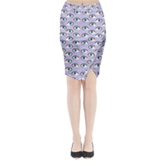 Purple Eyeballs Midi Wrap Pencil Skirt by boho