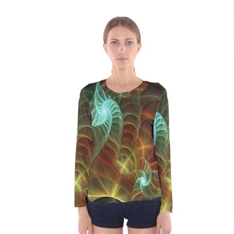 Art Shell Spirals Texture Women s Long Sleeve Tee by Simbadda