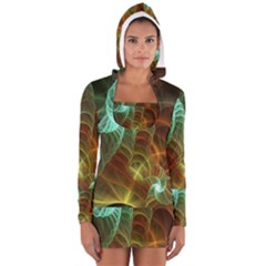 Art Shell Spirals Texture Women s Long Sleeve Hooded T-shirt by Simbadda