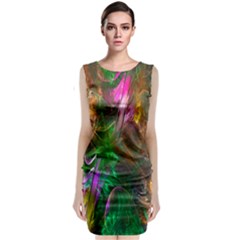 Fractal Texture Abstract Messy Light Color Swirl Bright Classic Sleeveless Midi Dress by Simbadda