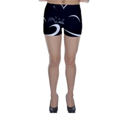 Cat Black Vector Minimalism Skinny Shorts by Simbadda