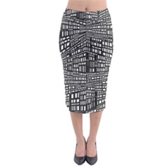 Recursive Subdivision Between 5 Source Lines Screen Black Midi Pencil Skirt by Simbadda