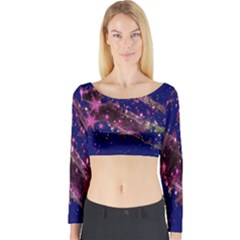 Stars Abstract Shine Spots Lines Long Sleeve Crop Top by Simbadda