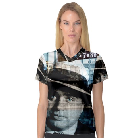 Al Capone  Women s V-neck Sport Mesh Tee by Valentinaart