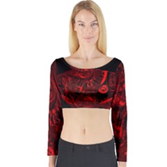 Warrior - Red Long Sleeve Crop Top by Valentinaart