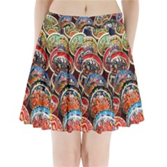 Art Background Bowl Ceramic Color Pleated Mini Skirt by Simbadda