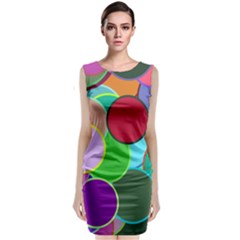 Dots Circles Colorful Unique Sleeveless Velvet Midi Dress by Simbadda