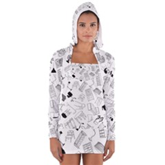 Furniture Black Decor Pattern Women s Long Sleeve Hooded T-shirt by Simbadda