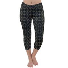 Dark Interlace Tribal  Capri Winter Leggings  by dflcprintsclothing