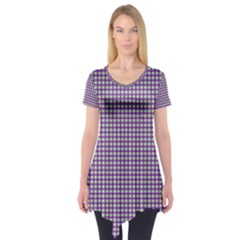 Mardi Gras Purple Plaid Short Sleeve Tunic  by PhotoNOLA