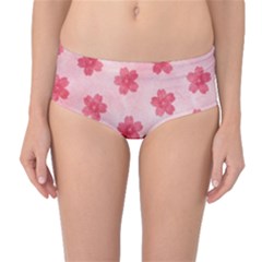 Watercolor Flower Patterns Mid-waist Bikini Bottoms by TastefulDesigns