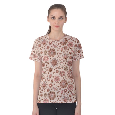 Retro Sketchy Floral Patterns Women s Cotton Tee by TastefulDesigns