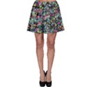 Neon Floral Print Silver Spandex Skater Skirt View1