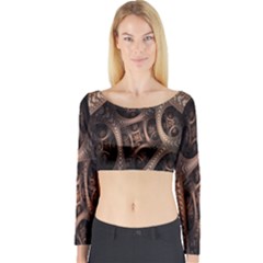 Patterns Dive Background Long Sleeve Crop Top by Simbadda