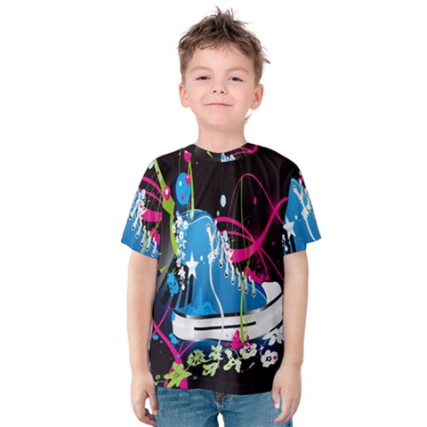 Sneakers Shoes Patterns Bright Kids  Cotton Tee by Simbadda