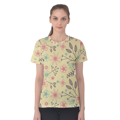 Seamless Spring Flowers Patterns Women s Cotton Tee by TastefulDesigns