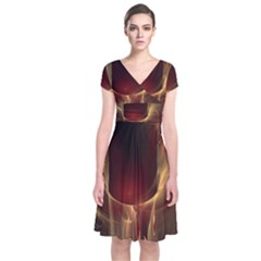 Fractal Image Short Sleeve Front Wrap Dress by Simbadda