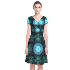 Grand Julian Fractal Short Sleeve Front Wrap Dress by Simbadda