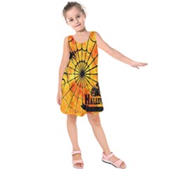 Halloween Weird  Surreal Atmosphere Kids  Sleeveless Dress by Simbadda