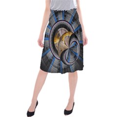 Fractal Tech Disc Background Midi Beach Skirt by Simbadda