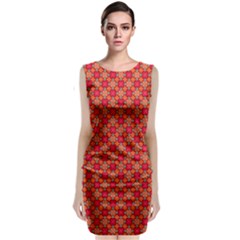 Abstract Seamless Floral Pattern Sleeveless Velvet Midi Dress by Simbadda