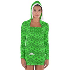 Shamrocks 3d Fabric 4 Leaf Clover Women s Long Sleeve Hooded T-shirt by Simbadda